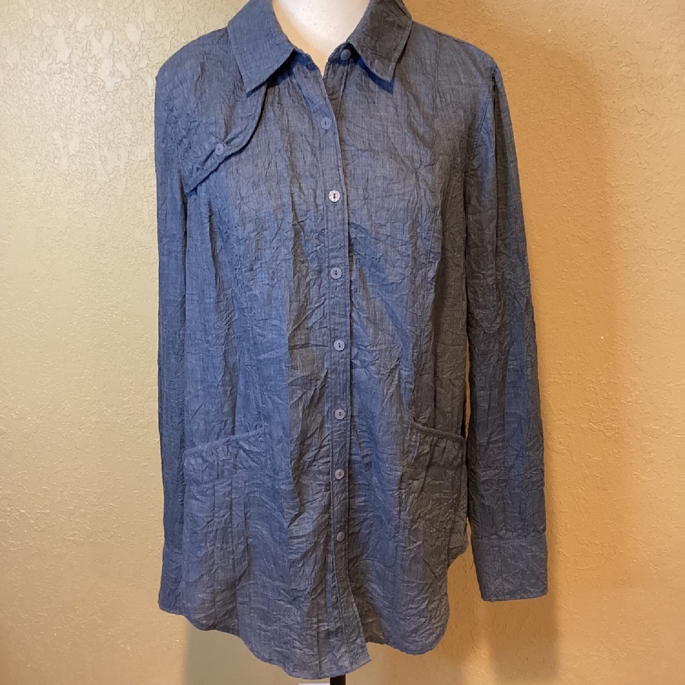 Allen B‎ by Allen Schwartz button down collared shirt, Crinkled, Size Medium